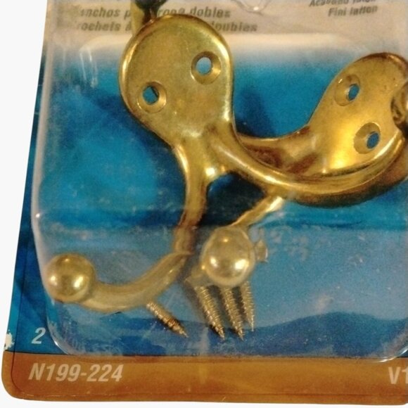 National Double Clothes Hooks Brass Finish N199 224 Die Cast - Picture 2 of 8